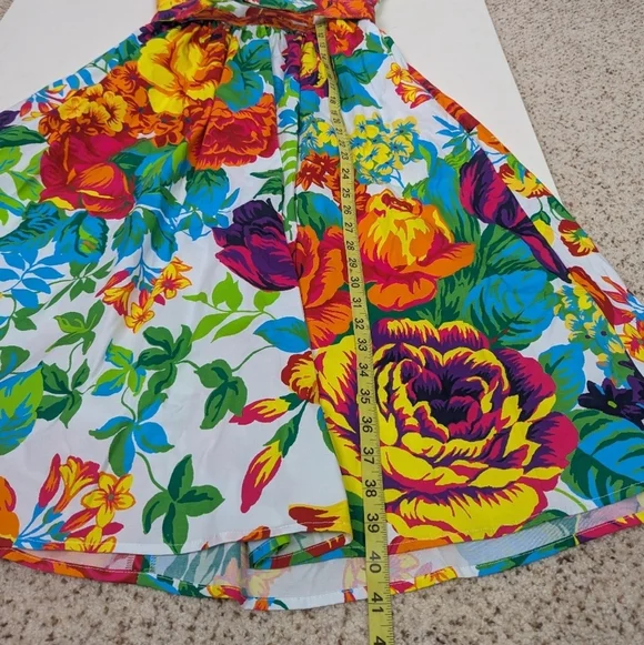 LDT Lillian Floral Cotton Poplin Belted Midi Dress New With Tags - Size 6 - Picture 7 of 9